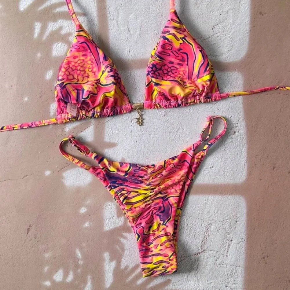 Vibrant Pink and Yellow Bikini Set L (10) large brand new swimwear women SHEIN - Picture 2 of 3